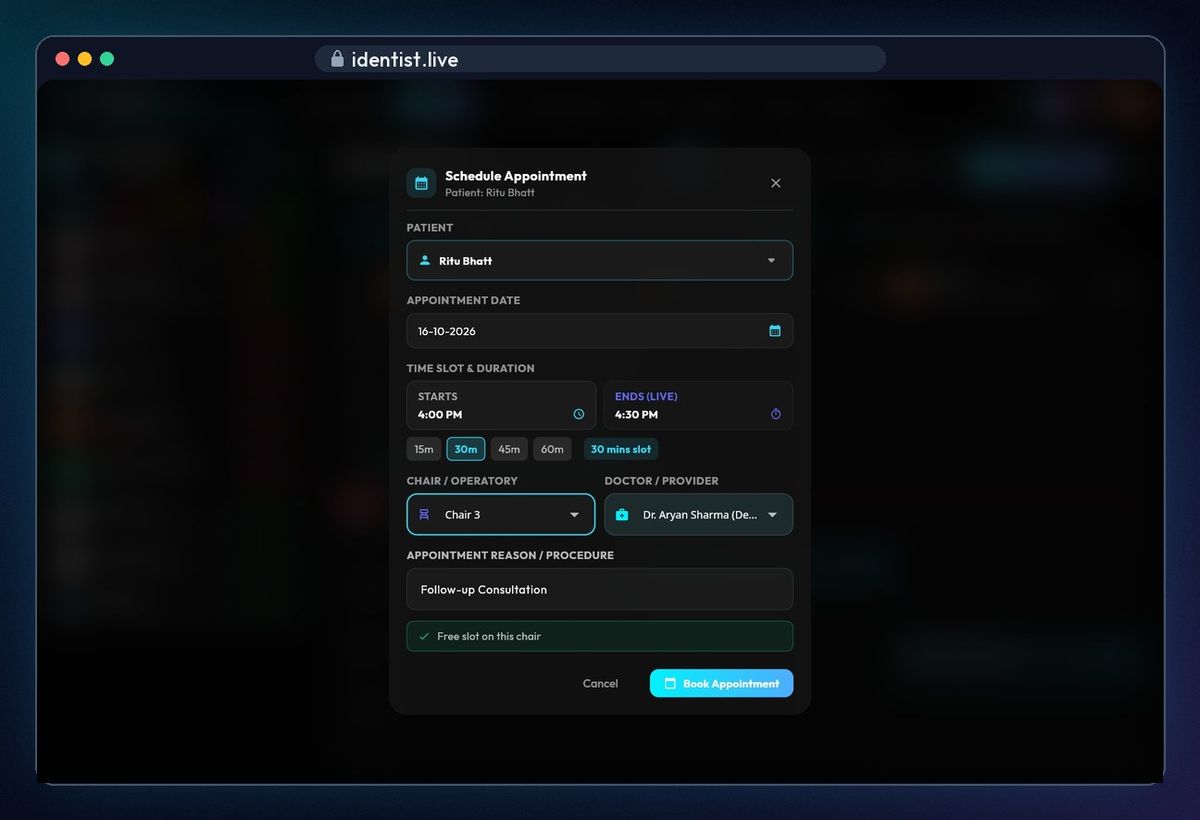 A free slot — appointments in iDentist.Live