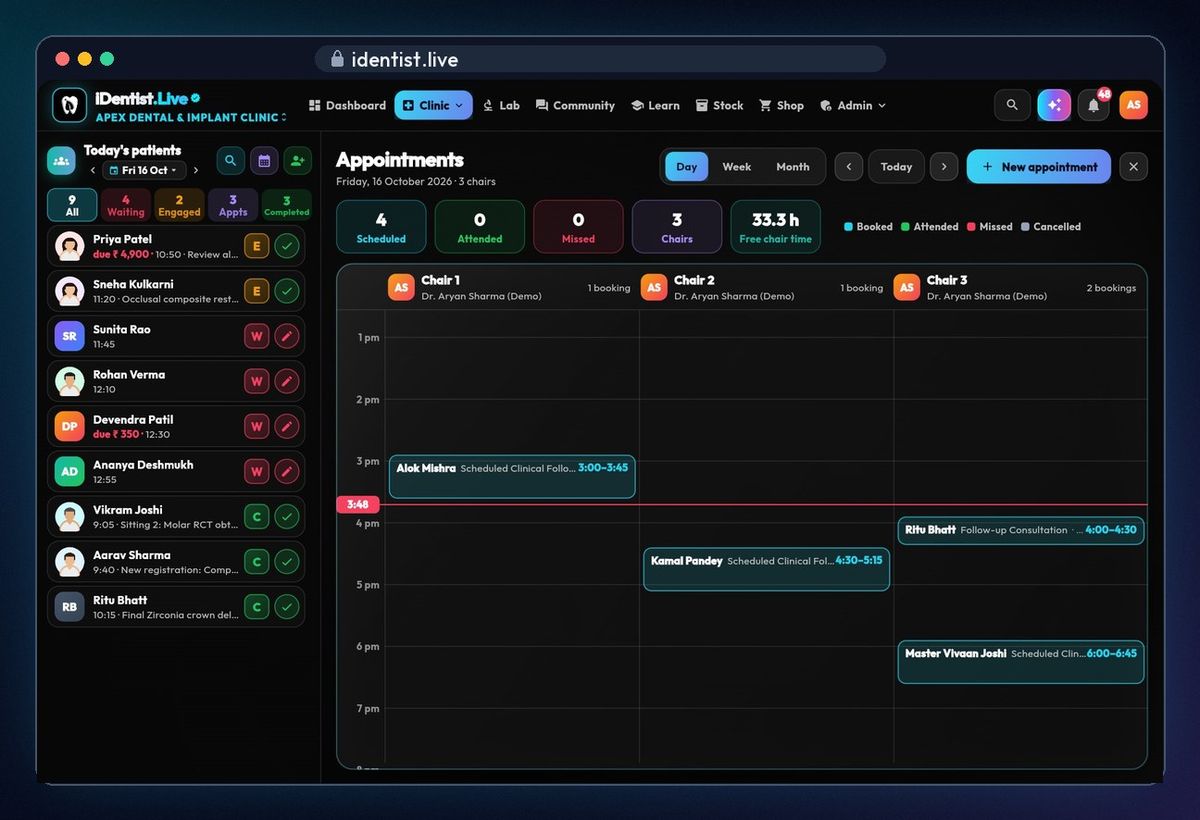 It's in the book — appointments in iDentist.Live