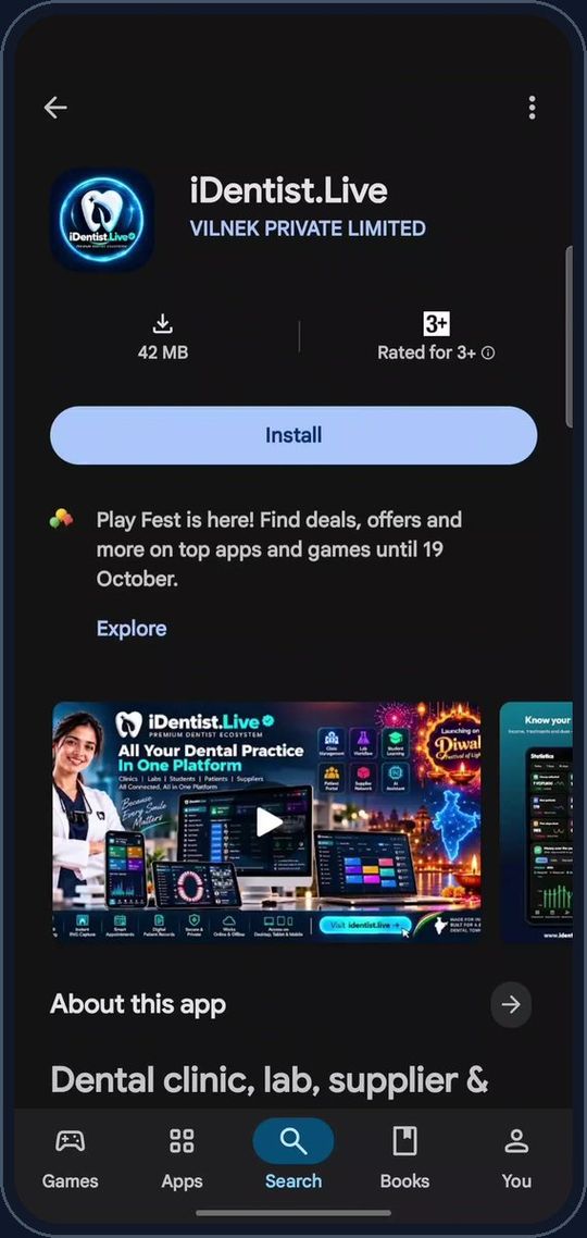 Tap Install — iDentist.Live on an Android phone