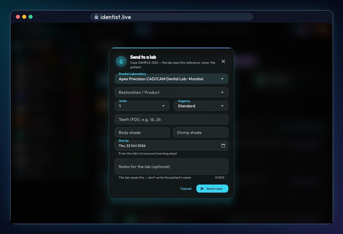 Pick the patient — lab works in iDentist.Live