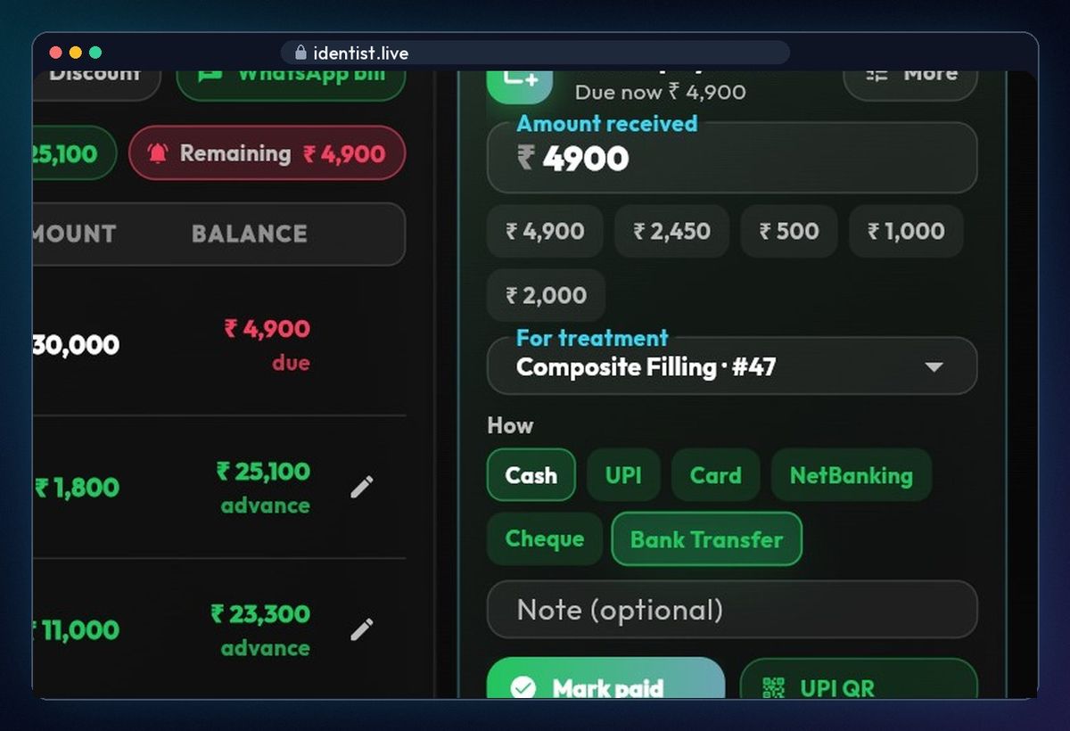 Payments — the iDentist.Live patient file