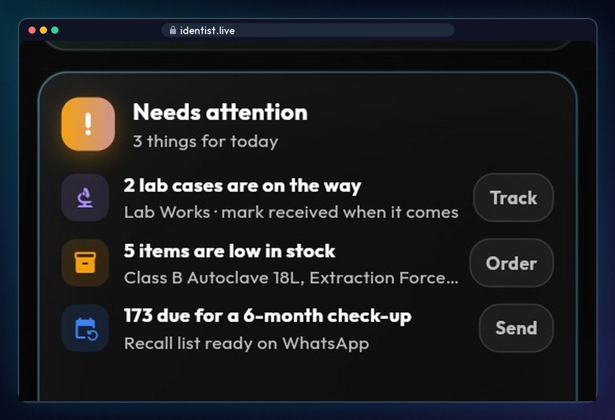 The low-stock alert — stock in iDentist.Live