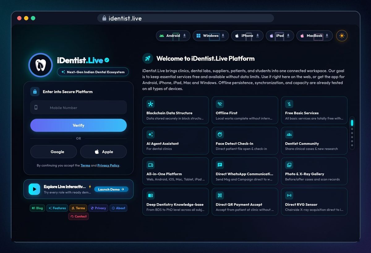 Open identist.live — iDentist.Live on the web