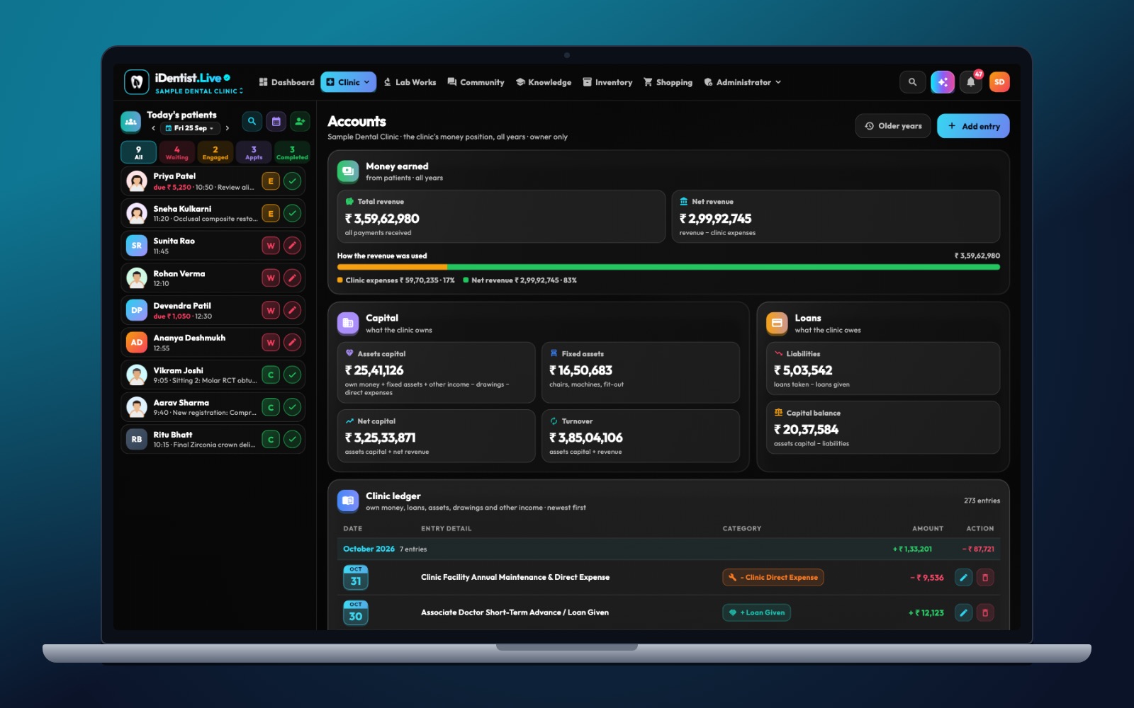 Five steps to track costs — iDentist.Live on a laptop
