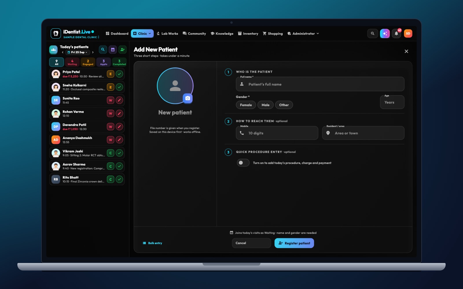 Five steps to a safe opening — iDentist.Live on a laptop