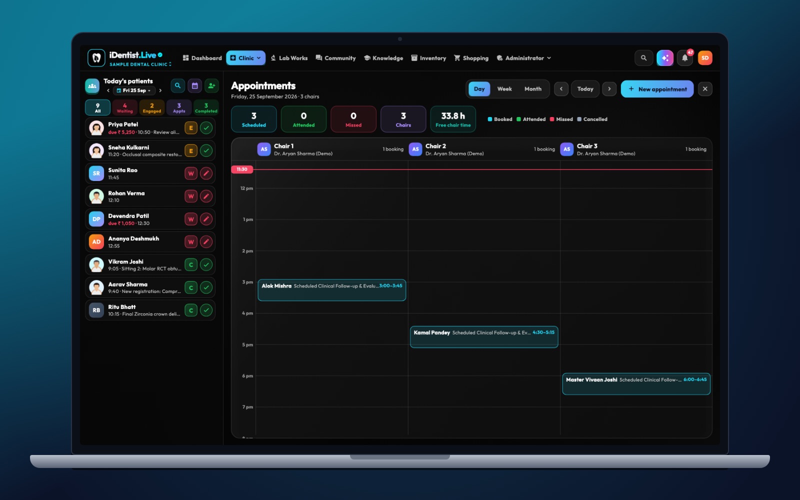 A simple reminder routine — iDentist.Live on a laptop