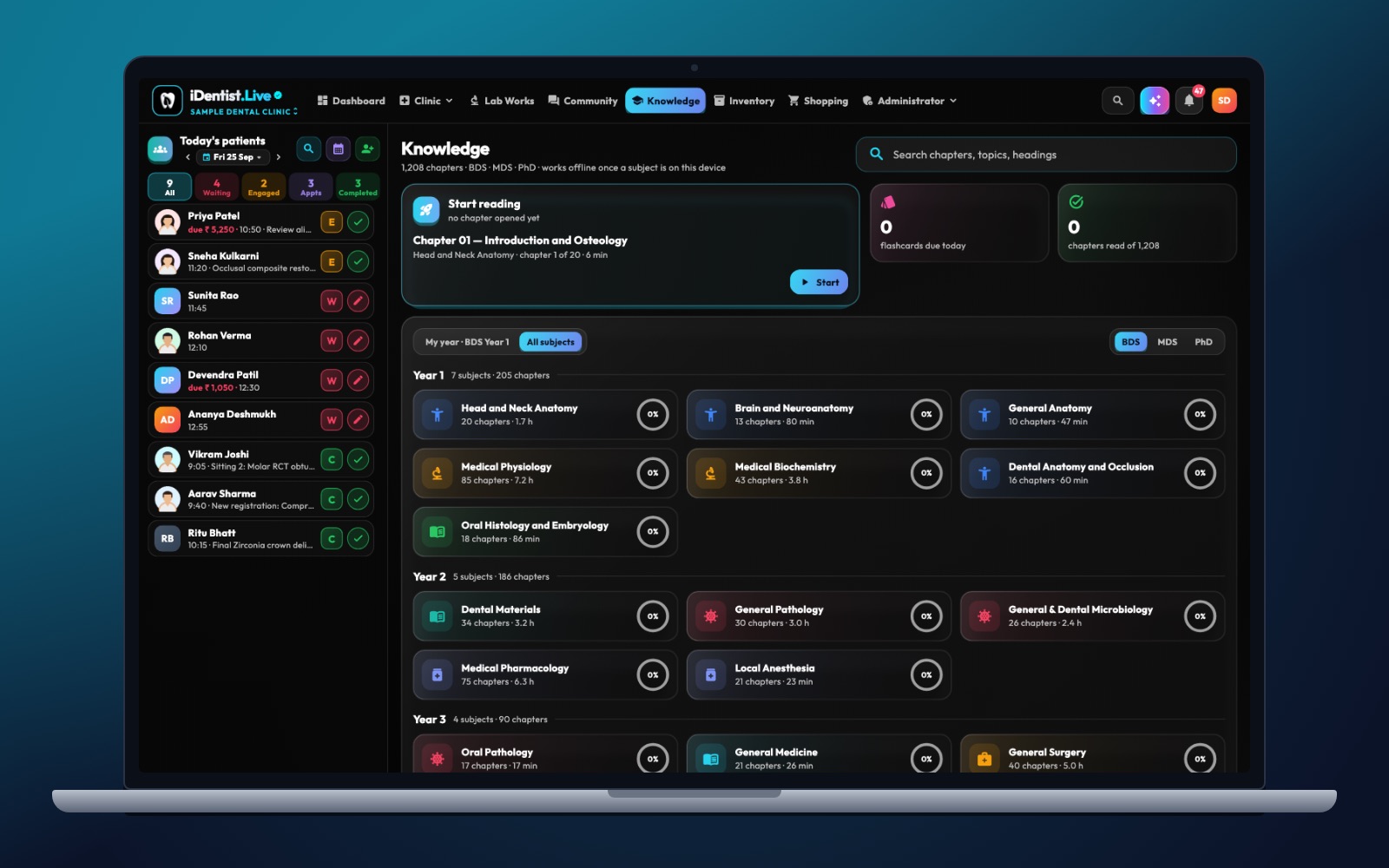 See your study time — iDentist.Live on a laptop