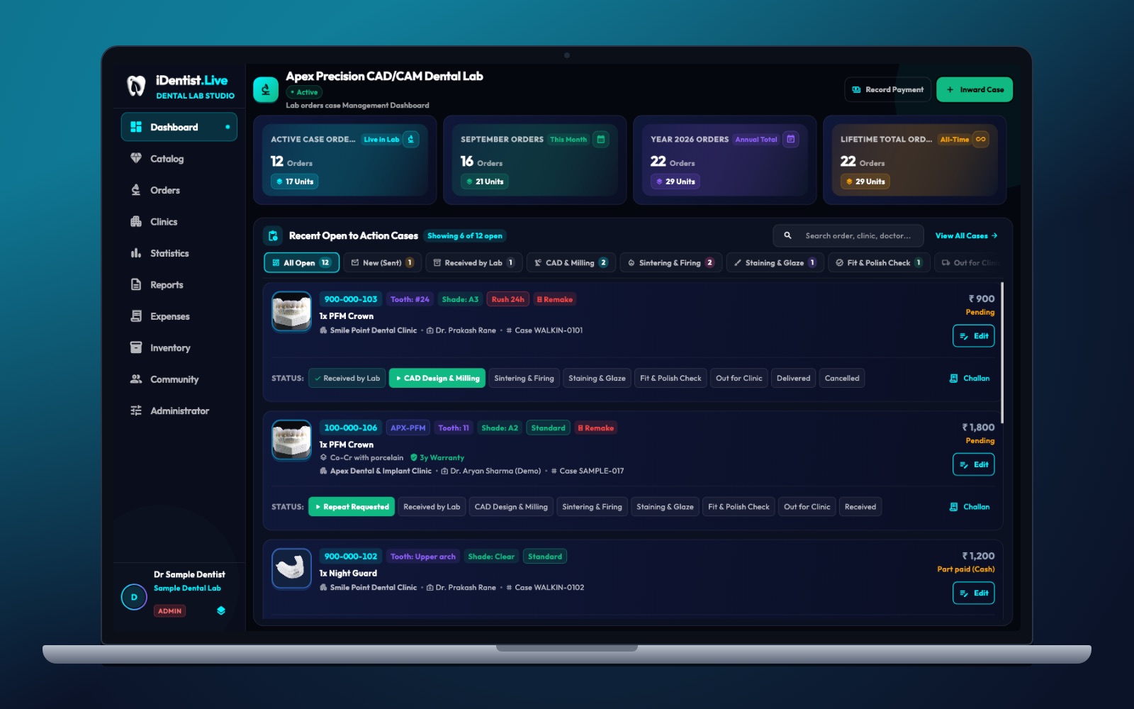 Your lab gets its own workspace — iDentist.Live on a laptop