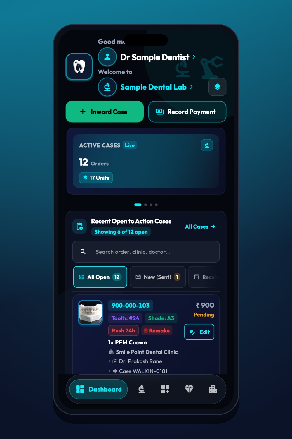 Follow every stage, not just dispatch — iDentist.Live on a phone