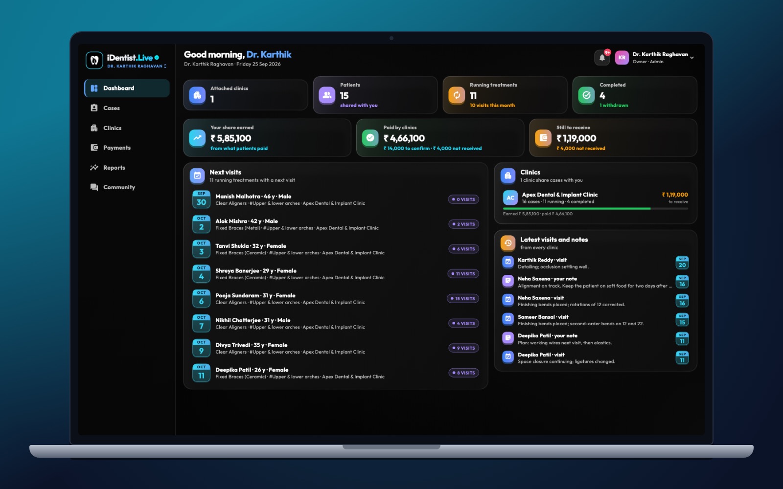 How sharing works — iDentist.Live on a laptop
